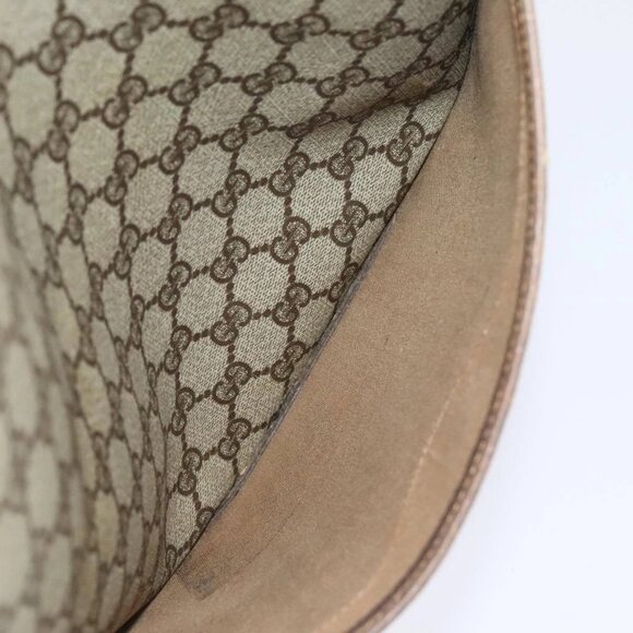 GUCCI GG Supreme Web Sherry Line Tote Bag PVC Leather Beige Auth 89625 - Picture 13 of 16
